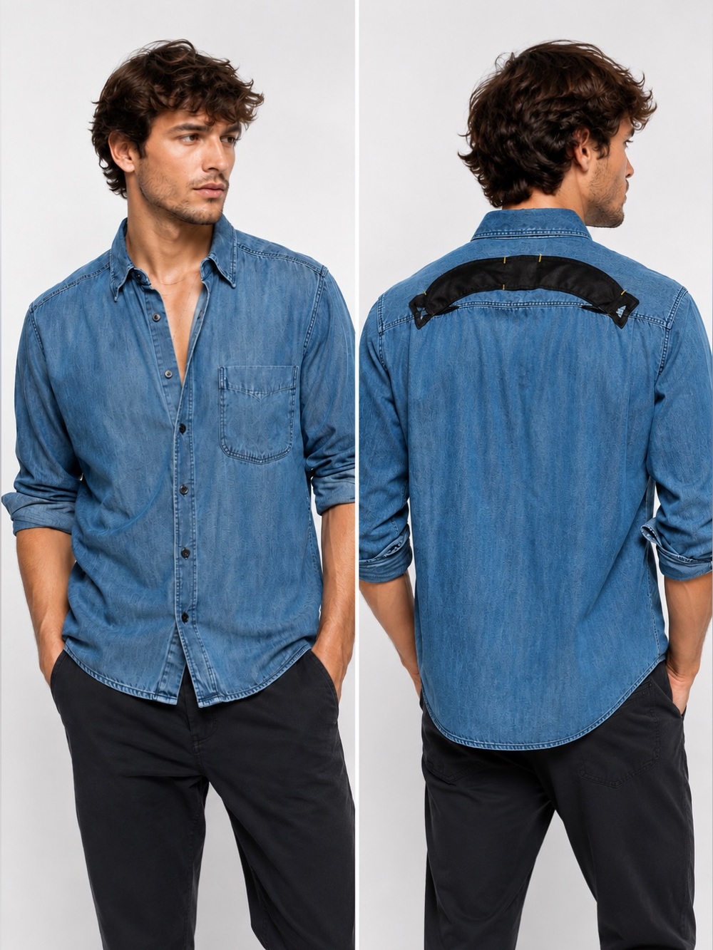 Man X One Teaspoon Denim‎ Shirt Western Vintage Banner Men’s Size S
